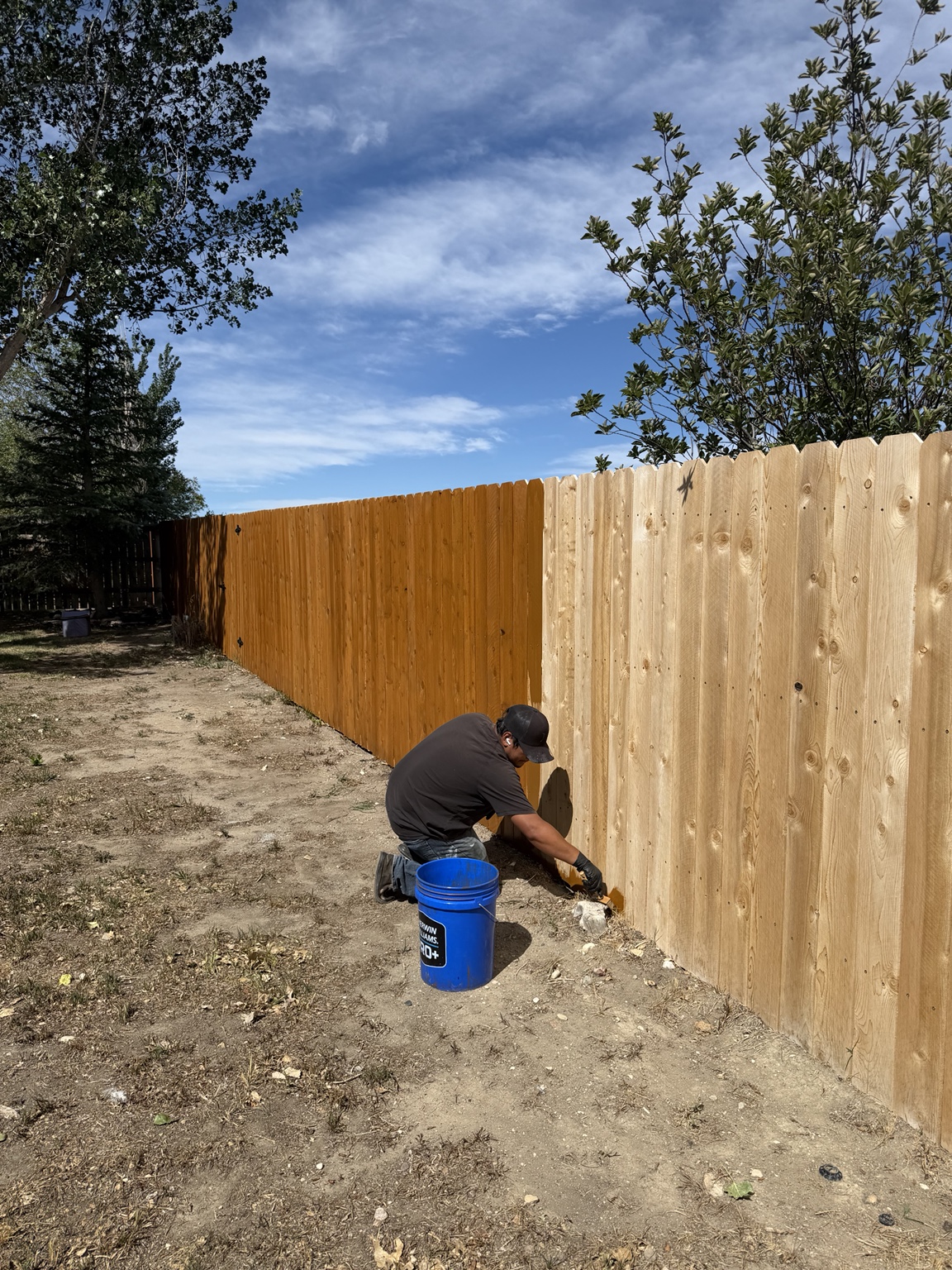 Wood fence installation